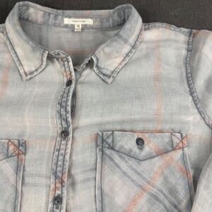 Maurice's Women's Blue Plaid Button Up‎ Shirt Light Casual Long Sleeve Top L